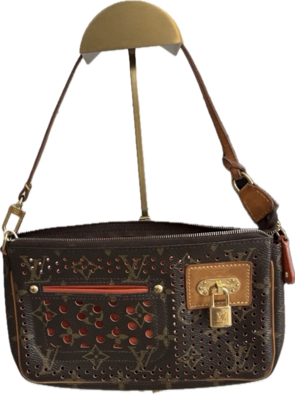 Limited Edition Louis Vuitton Monogram Perforated Pochette Accessoires in Orange